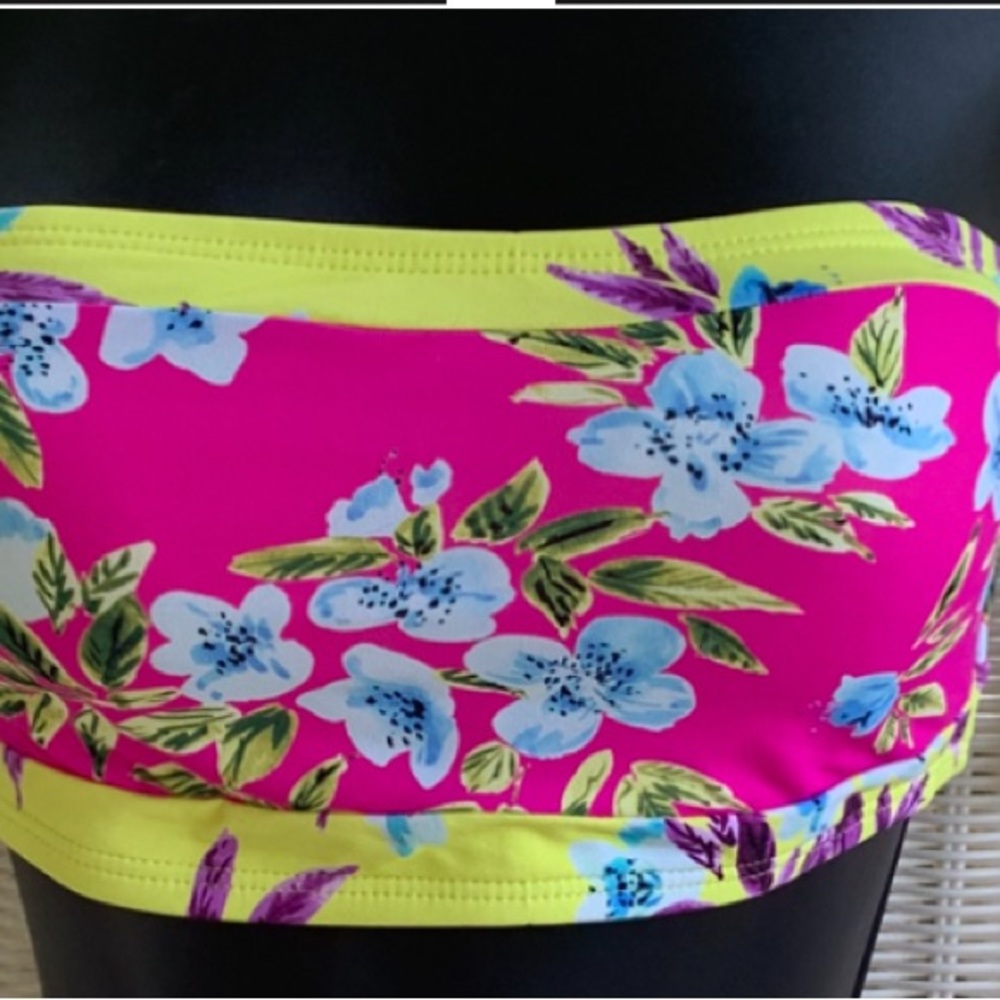 Neon Floral Bandeau Bikini Top Sugar beach M Bottoms also listed.